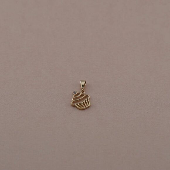 14K Solid Gold Cupcake Charm | Modern Jewelry | Symbols of Celebration, and Joy - Picture 9 of 11